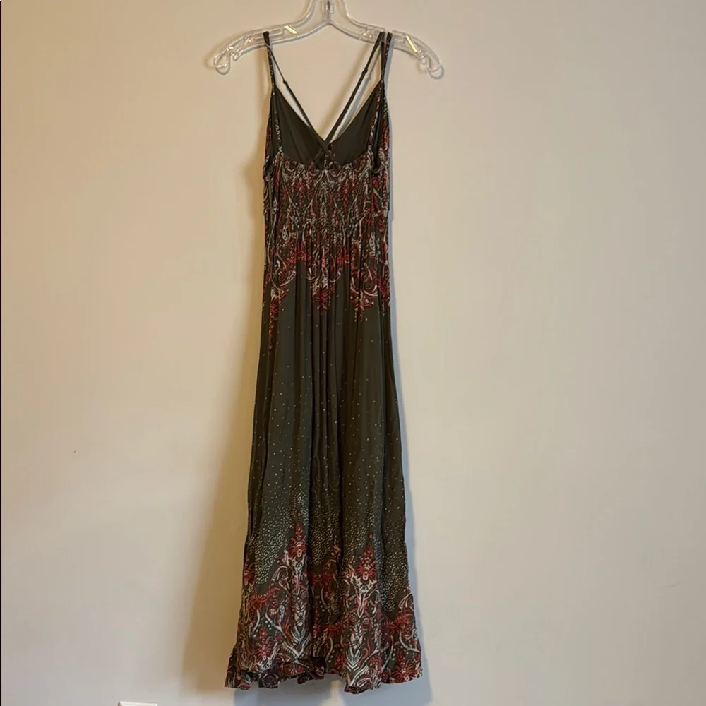 Free People Hunter Green and Red Print Maxi Dress - Picture 3 of 7